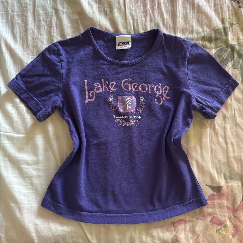 Vintage y2k purple and pink Lake George baby tee size XS